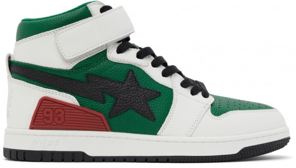 BAPE White & Green Block STA Hi Sneakers - 001FWH801002IGRN