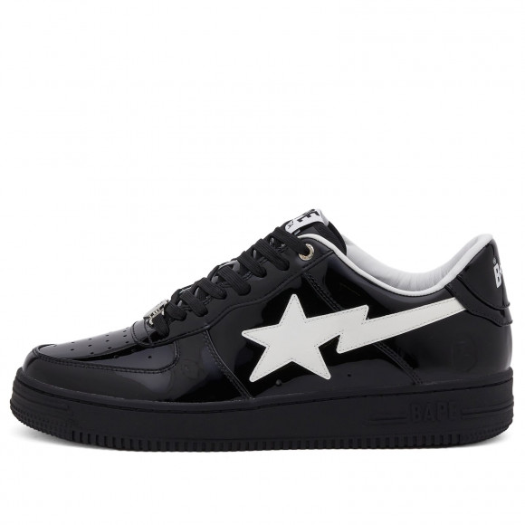 A Bathing Ape Men's BAPE Sta Painted Leather Sneaker Black - 001FWK301302M-BLK