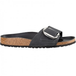 Birkenstock Sandales Narrow Madrid noires en cuir huilé à larges boucles - 1006523