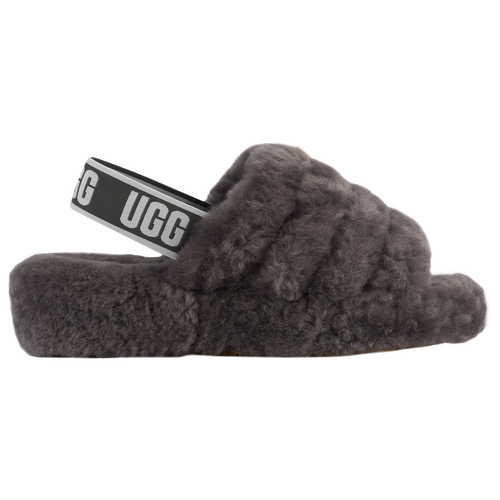 UGG Fluff Yeah Slides - Women's Loafers - Charcoal / Gray - 1095119-CHRC