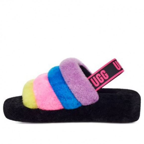 (WMNS) UGG Fluff Yeah Slide 'Black Taffy Pink Multi' - 1097169-BTPM