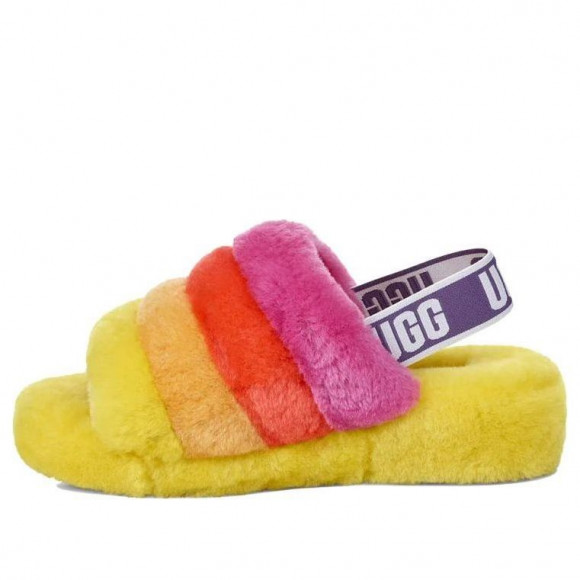 WMNS UGG Fluff Yeah Slide Slipper Rainbow Yellow