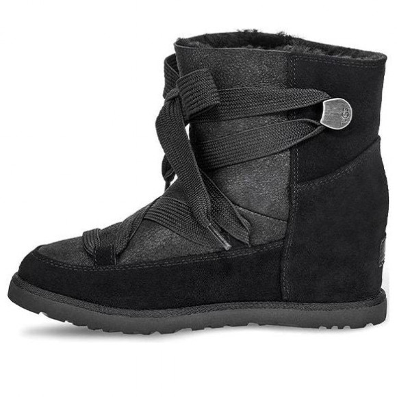 UGG (WMNS) Classic Femme Lace Up Black Snow Boots 1104612-BLK - 1104612-BLK