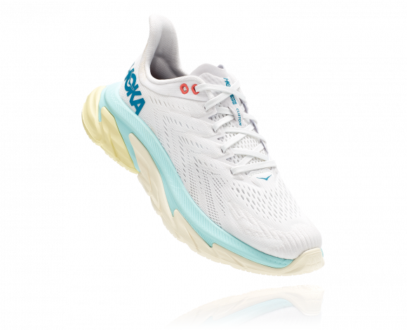 HOKA Clifton Edge Schuhe für Damen in Blanc De Blanc/Blue Tint Größe 40 | Straße - 1110511-BDBBT-08