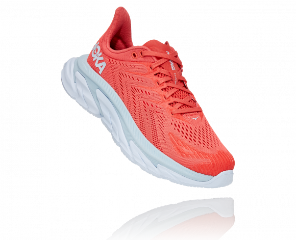 hoka Road Clifton Edge Schuhe für Damen in Hot Coral/White Größe 42 2/3 | Straße - 1110511-HCWH-10