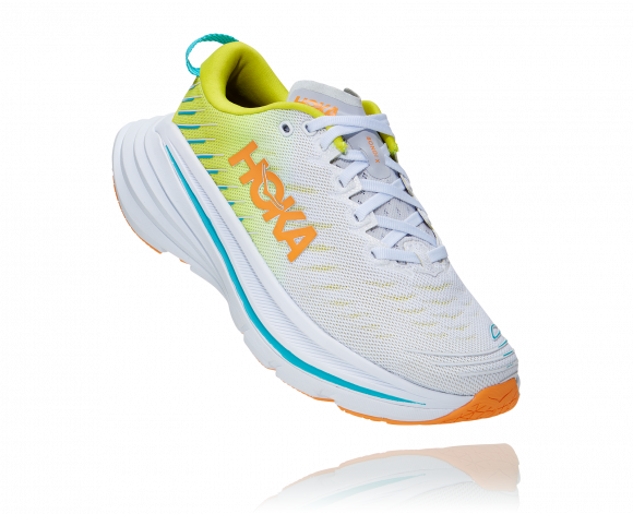 HOKA Bondi X Schuhe für Damen in White/Evening Primrose Größe 42 | Straße - 1113513-WEPR-09.5B