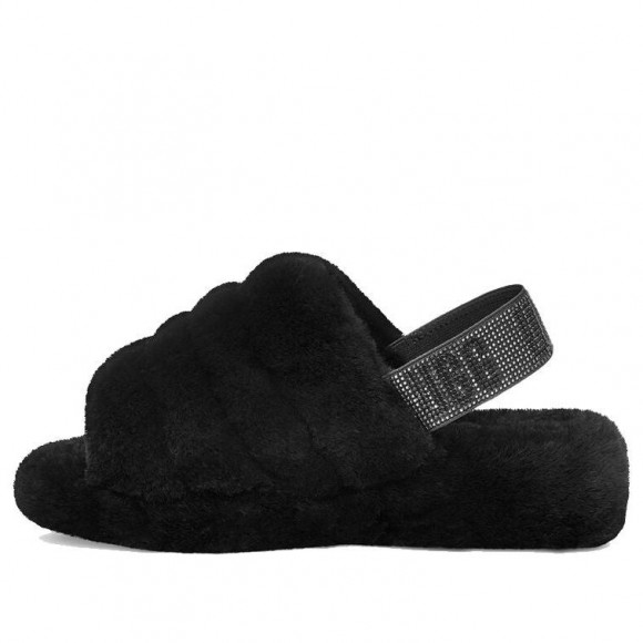 (WMNS) UGG Fluff Yeah Bling Slipper 'Black' - 1116071-BLK