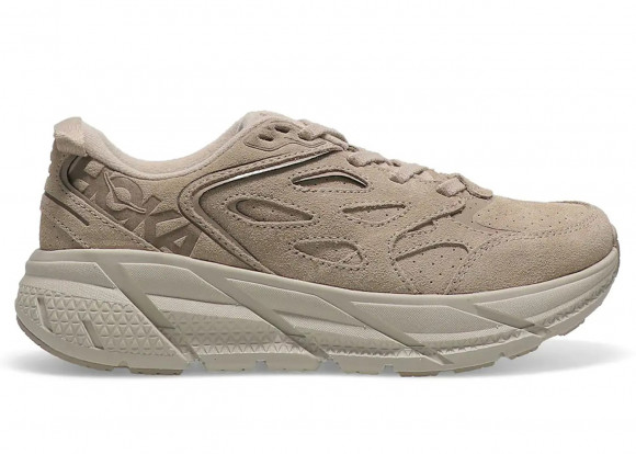 HOKA Clifton L Suede Chaussures en Simply Taupe/Pumice Stone | Route - 1122571-STPST