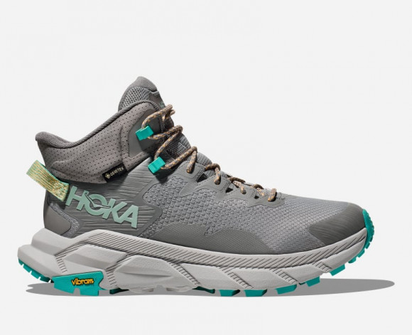 HOKA Trail Code GORE-TEX Chaussures pour Homme en Galactic Grey/Electric Aqua | Randonnée - 1123165F-GCQ