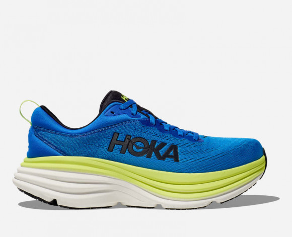 HOKA Men's Bondi 8 Road Running Shoes in Electric Cobalt/Lettuce - 1123202-ELT