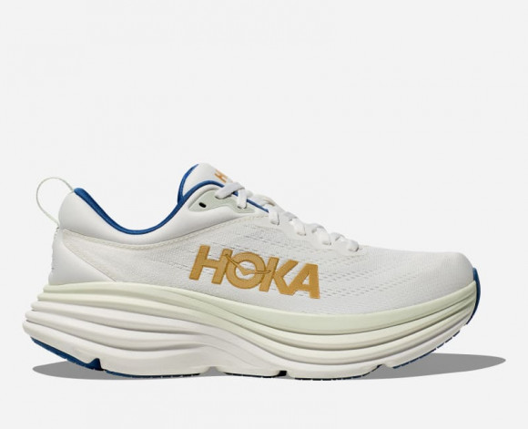 HOKA Men's Bondi 8 Road Running Shoes in Frost/Gold - 1123202-FTG