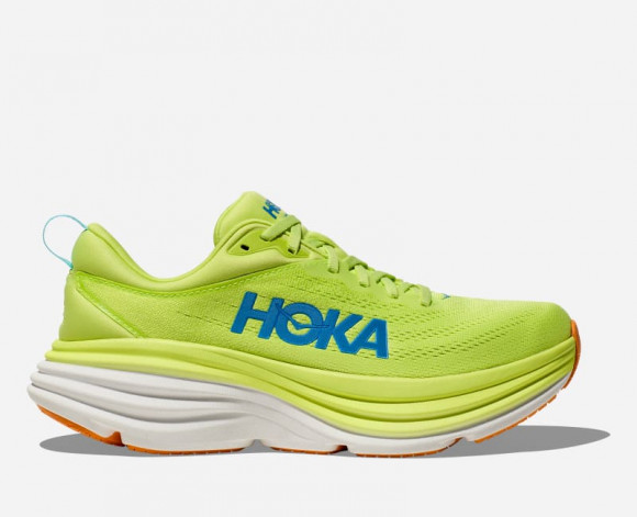 HOKA Men's Bondi 8 Road Running Shoes in Lettuce/Solar Flare - 1123202-LCS