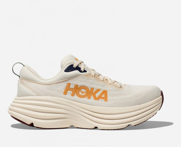 HOKA Men's Bondi 8 Road Running Shoes in Oat Milk/Alabaster - 1123202-OST