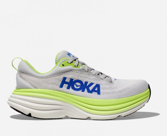 HOKA Men's Bondi 8 Road Running Shoes in Stardust/Lettuce - 1123202-STTC