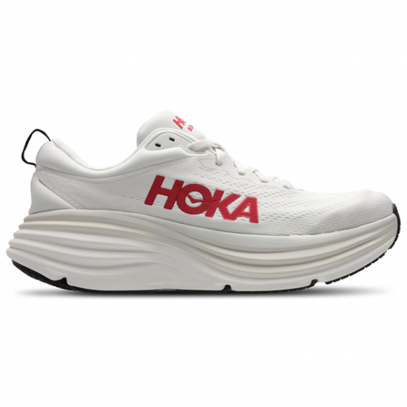 HOKA Men's Bondi 8 Road Running Shoes in White/Vermillion - 1123202-WVR