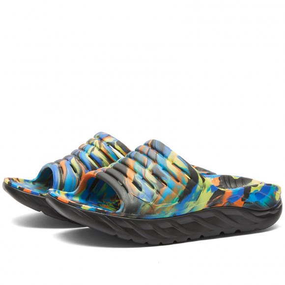 Hoka One One Ora Recovery Slide Swirl Black/Diva Blue - 1126856-BDVB