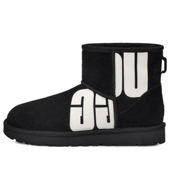 (WMNS) UGG Mini Broken Logo Boot 'Black White' - 1127051-BLK