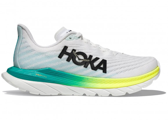 HOKA Women's Mach 5 Running Shoes in White/Blue Glass - 1127894-WBGL