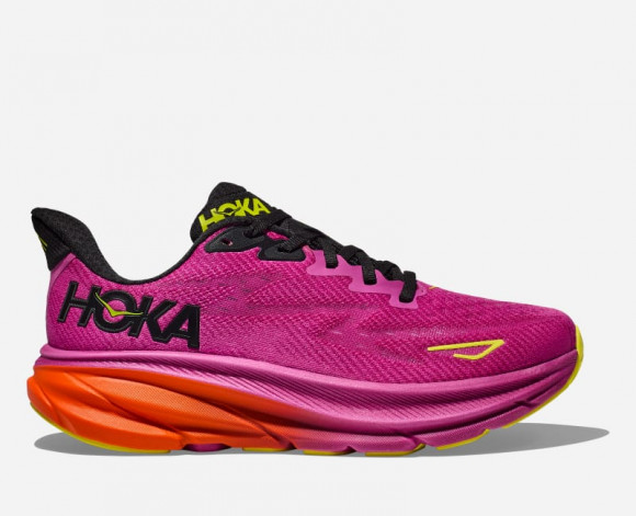 HOKA Clifton 9 Chaussures pour Femme en Fuchsia/Black | Route - 1127896-FCK