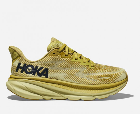 HOKA Women's Clifton 9 Running Shoes in Golden Lichen/Celery Root - 1127896-GLCR