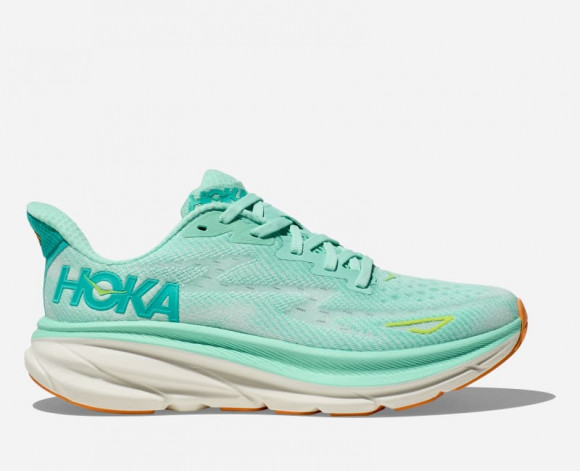 HOKA Women's Clifton 9 Road Running Shoes in Seafoam/Aqua Breeze - 1127896-SMQ