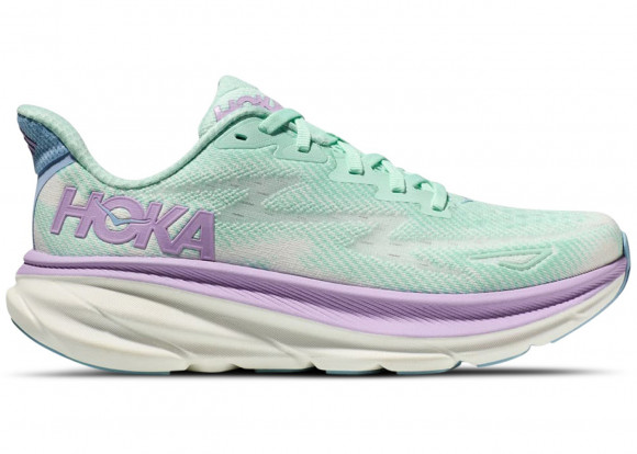 hoka yellow Women's Clifton 9 Running Shoes in Sunlit Ocean/Lilac Mist - 1127896-SOLM