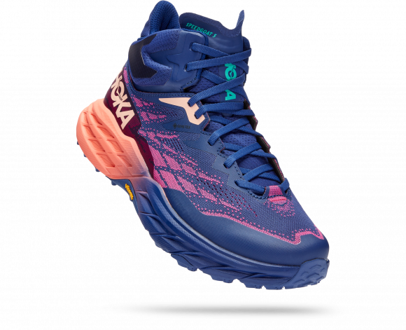 HOKA Speedgoat 5 Mid GORE-TEX Chaussures pour Femme en Bellwether Blue/Camellia | Trail - 1127919-BBCML