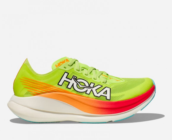 HOKA Rocket X 2 Race Shoes in Lettuce/Solar Flare - 1127927-LCS