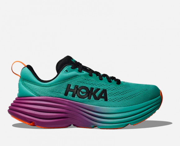 HOKA Women's Bondi 8 Road Running Shoes in Electric Aqua/Black - 1127952-EQB