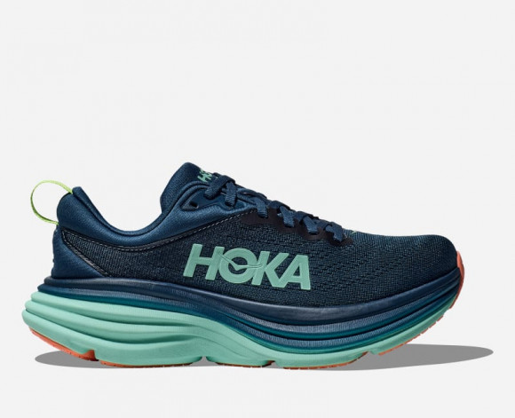 HOKA Women's Bondi 8 Road Running Shoes in Midnight/Seafoam - 1127952-MSF