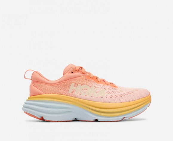 HOKA Women's Bondi 8 Road Running Shoes in Sea Ice/Pink Twilight - 1127952-SCP