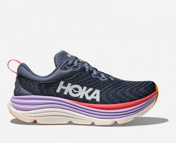 HOKA Women's Gaviota 5 Road Running Shoes in Anchor/Grapefruit - 1134235-ARP