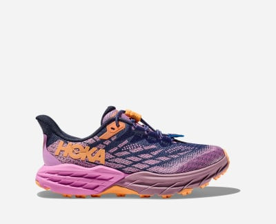 HOKA Speedgoat 5 Shoes in Bellwether Blue/Cyclamen - 1134470-BBCY