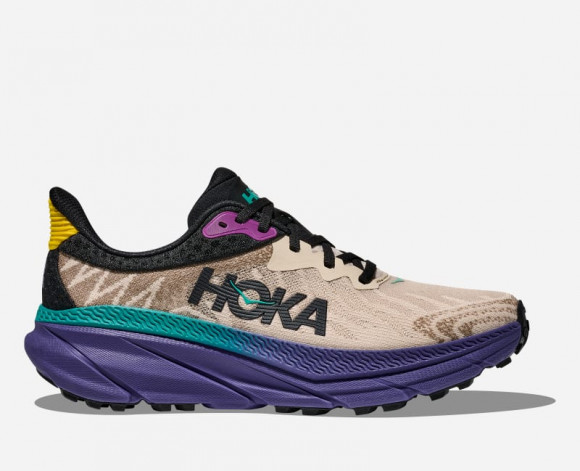 HOKA Men's Challenger 7 Road Running Shoes in Oatmeal/Mountain Iris - 1134497-OMN