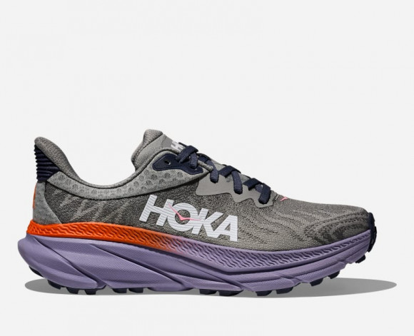 HOKA Women's Challenger 7 Road Running Shoes in Galactic Grey/Wild Indigo - 1134498-GYW