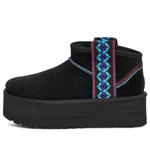 (WMNS) UGG Classic Ultra Mini Braid Plat 'Black' - 1138491-BLK