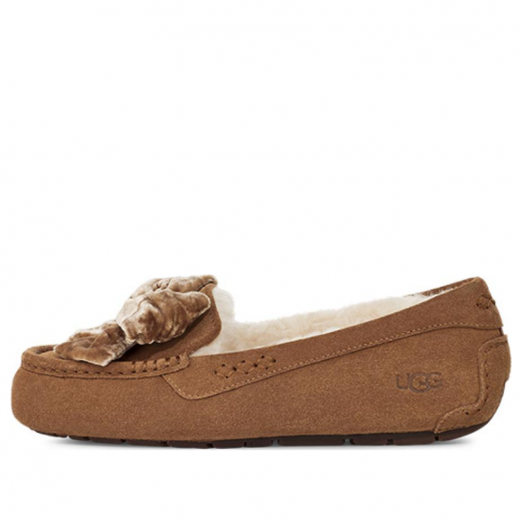 (WMNS) UGG Leisure Fluff Bow Mini Loafers 'Brown' - 1138650-CHE