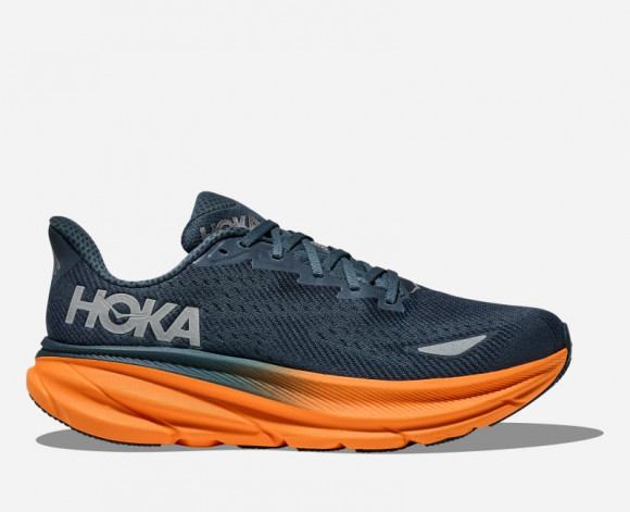 HOKA Men's Clifton 9 GORE-TEX Road Running Shoes in Stormy Skies/Orange Zest - 1141470F-SGZ