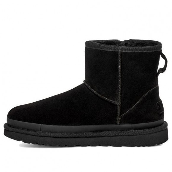 (WMNS) UGG Classic Mini Zipper Tape Logo Boot 'Black' - 1144034-BLK