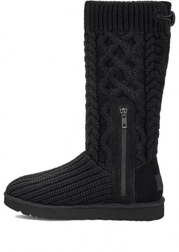 (WMNS) ugg shad Classic Cardi Cabled Knit Boot 'Black' - 1146010-BLK