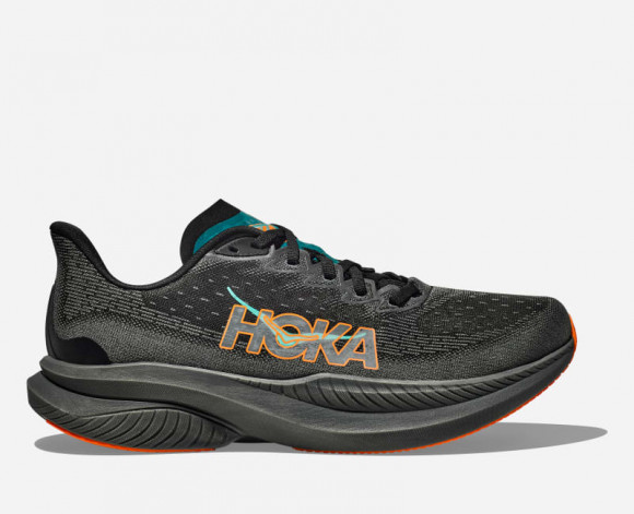 HOKA Men's Mach 6 Road Running Shoes in Black/Electric Tangerine - 1147790-BKLC