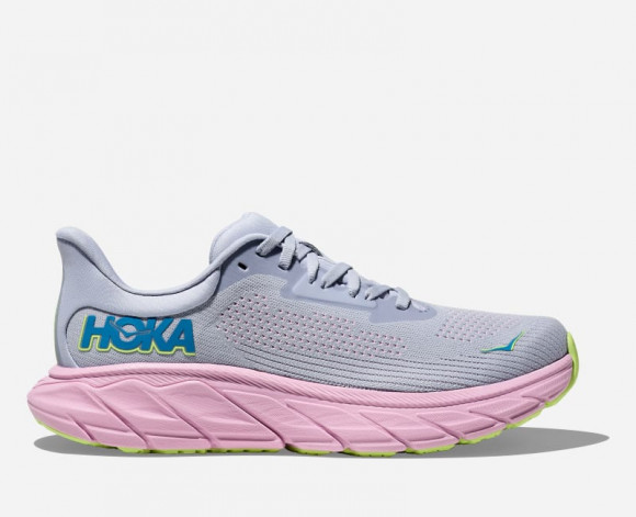 HOKA Women's Arahi 7 Road Running Shoes in Gull/Pink Twilight - 1147851-GLP