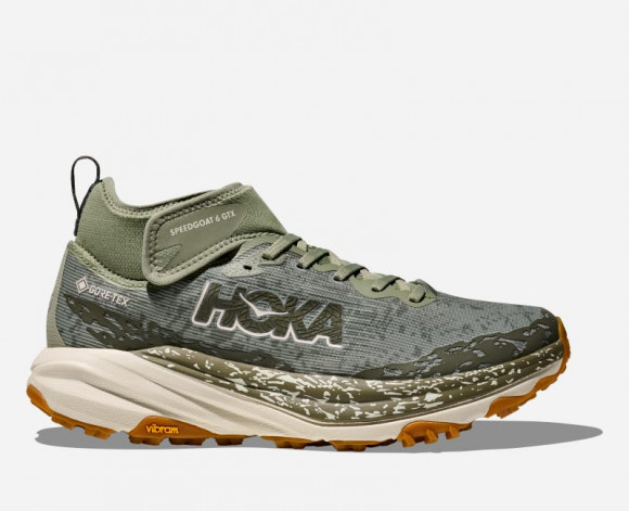 HOKA Men's Speedgoat 6 Mid GORE-TEX Trail Shoes in Sea Moss/Oat Milk - 1155152-SMLK