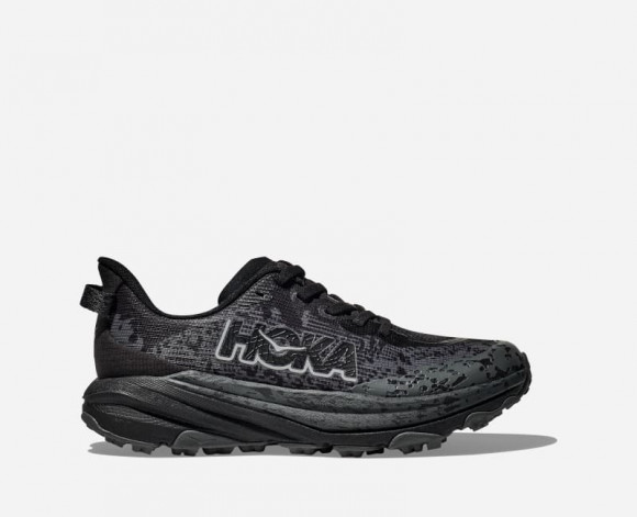 HOKA Kid's Speedgoat 6 Trail Shoes in Obsidian/Outer Orbit - 1156933-ORR