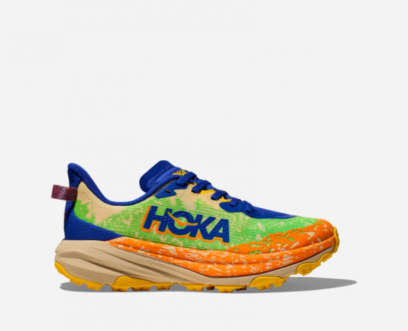 HOKA Kid's Speedgoat 6 Trail Shoes in Ultramarine/Electric Lime - 1156933-UNL