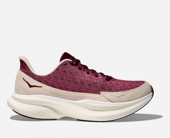 HOKA Women's Mach 6 LS Reformation Monogram Lifestyle Shoes in Syrah/Savvy Red - 1167690-SYRH