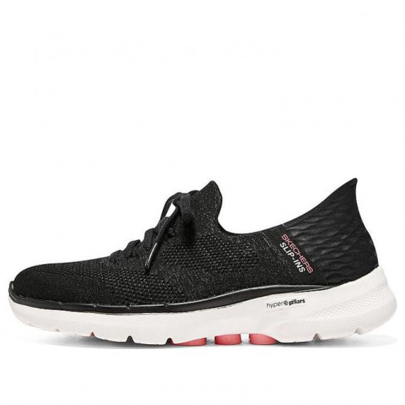 (WMNS) Skechers Go Walk 6 Lace Up 'Black Pink' - 124568-BKHP