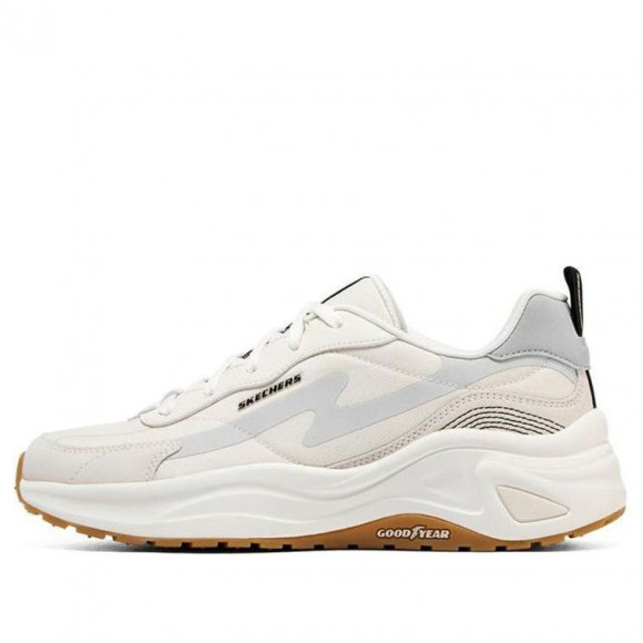 (WMNS) Skechers D'lites Wave Sneakers 'Beige White Blue' - 149389-NTBK