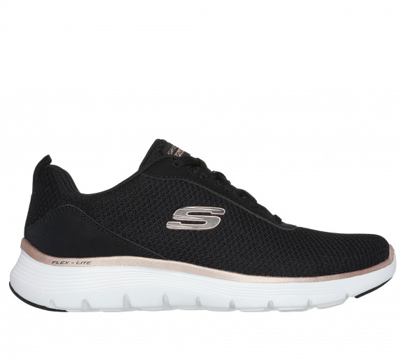 Skechers Women's Flex Appeal 5.0 - Uptake Sneaker in Black/Rose Gold - 150206