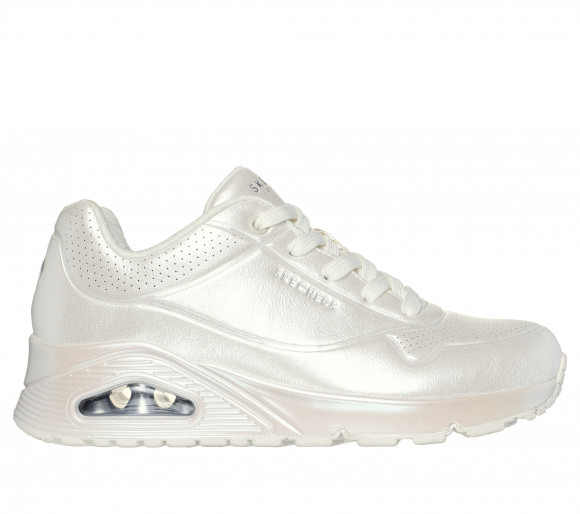 Skechers Women's Uno - Pearl Princess Sneaker in White Pearlized - 177126